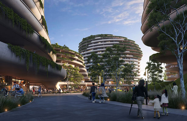 Marion Park Masterplan visualisation - Knowles Place activation © Contreras Earl Architecture