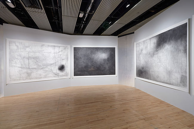 Installation view of 'Choral Fields 1-6' by Emma McNally at MIRRORCITY in the Hayward Gallery, London, 2014. Photo: Roger Wooldridge