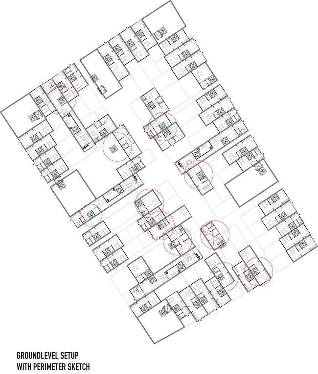 Floor plans with perimeter sketch (Image courtesy of MVRDV)