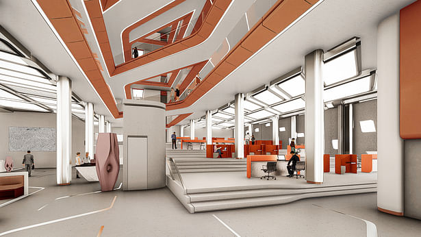 GroundFloor CoWorking Area[Render © Arian Hakimi Architects]