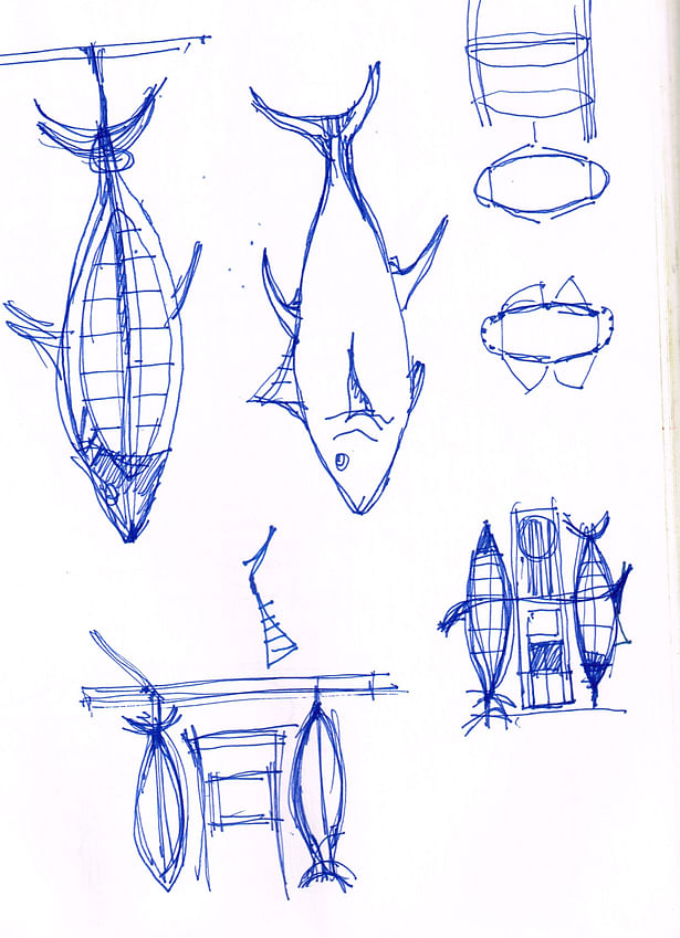 Deep Blue Sushi conceptual sketches