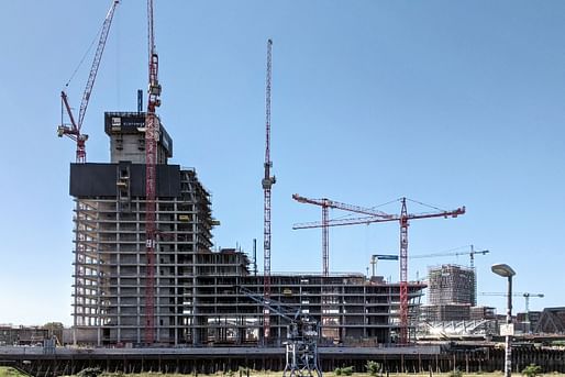 The Elbtower construction site in early September 2023. Image courtesy Wikimedia Commons user Uwe Rohwedder. (CC BY-SA 4.0 Deed)