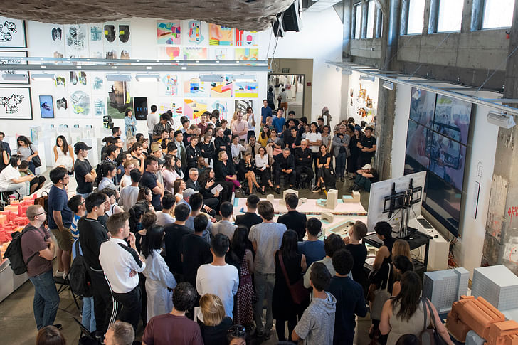 Students presenting their work at SCI-Arc's 2018 theses reviews