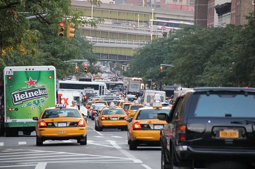 Traffic in New York City near the Port Authority Bust Terminal bus ramp on 8th Avenue. Photo courtesy Wikimedia Commons user Raidarmax. 