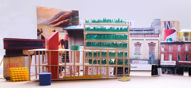 models / multi-use pavilion and green wall