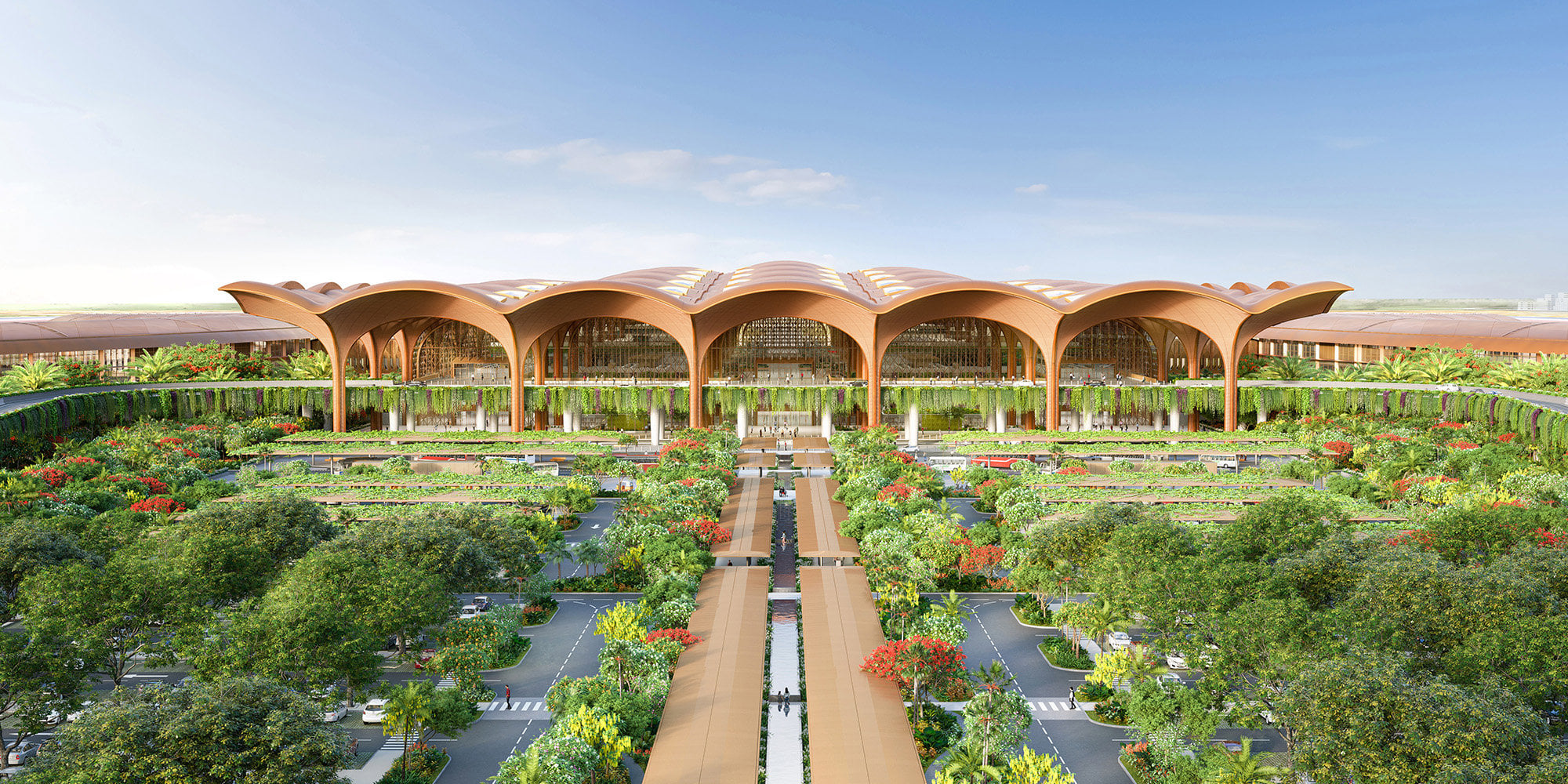 Foster + Partners begins construction on Cambodia airport under canopy ...