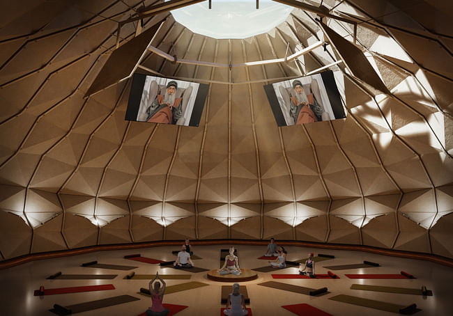Meditation retreat prototype render. Image courtesy of Darwin Projects.