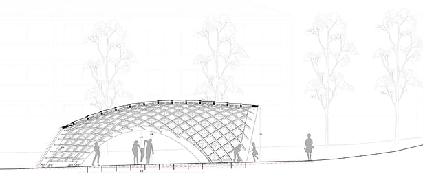 Longitudinal cross-section of the pavilion.