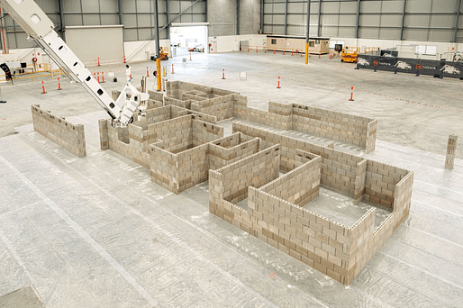 View of a demonstration structure built with FBR's Hadrian X brick-laying robot. Image courtesy of FBR.