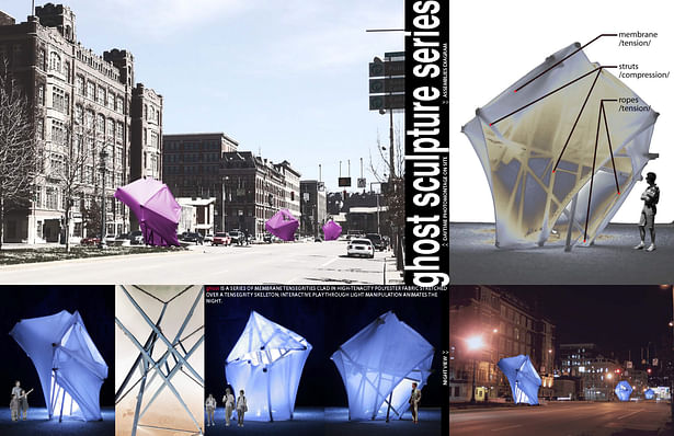 Ghost installation: Proposal for 3 site-specific membrane sculptures