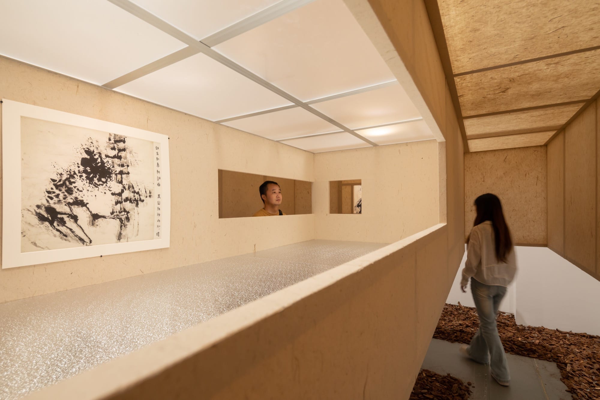 Paper and pinewood form c+d studio's Shanghai museum installation