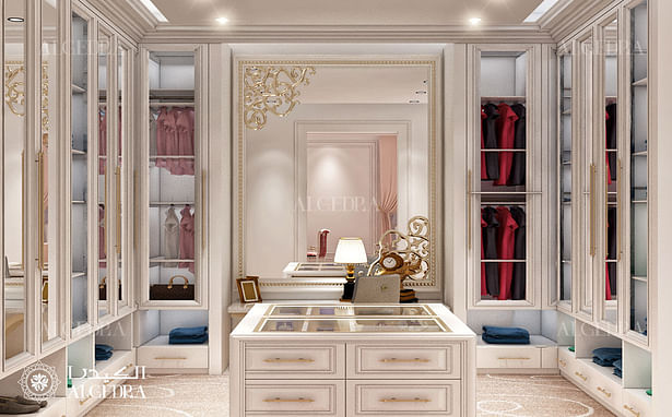 Dressing room interior design in luxury villa