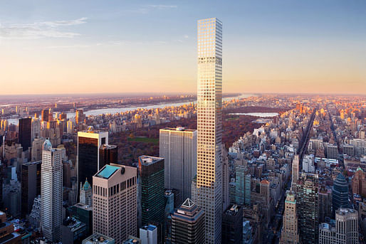 Rendering of the new residential condominium tower 432 Park Avenue in NYC.