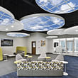 INFINITY SkyCeiling, a suspended ceiling cloud that provides biophilic engagement.