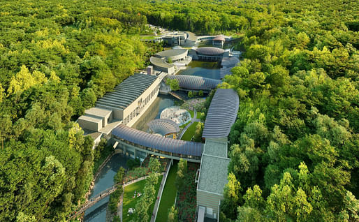 Aerial rendering of the Crystal Bridges Museum of American Art. Image courtesy Safdie Architects.
