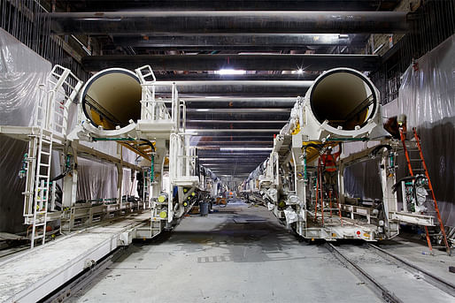 Construction site of the future Wilshire/La Brea station in the Purple Line extension. Photo: Stephen Esperanza/Metro, via Curbed LA.