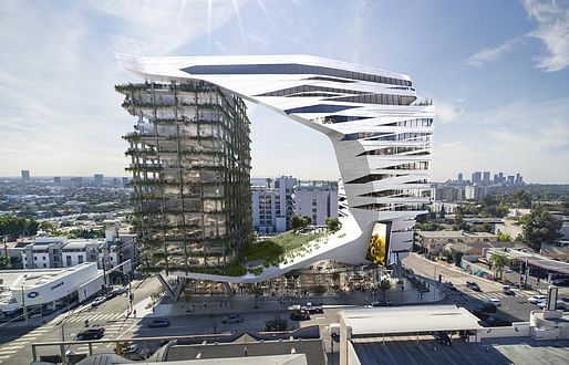 Rendering of the proposed 8850 Sunset Boulevard development. Courtesy of Morphosis