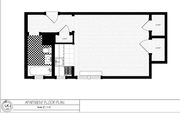 Floor Plan of a Studio Apartment - Created with AutoCAD