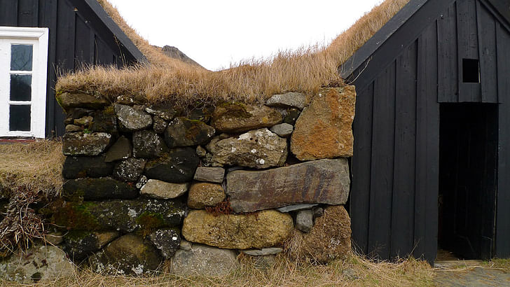 Percolate: old vernacular turf house in Iceland.