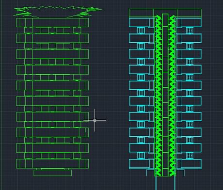 Sun Flower Project Front Elevation and Section AutoCaD 