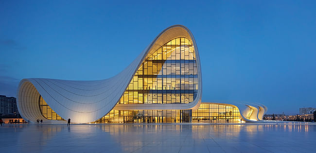 Arcaid Images Architectural Photography Awards 2014 Runner-Up - Exteriors: Heydar Aliyev Center by Zaha Hadid Architects. Photo by Hufton and Crow.