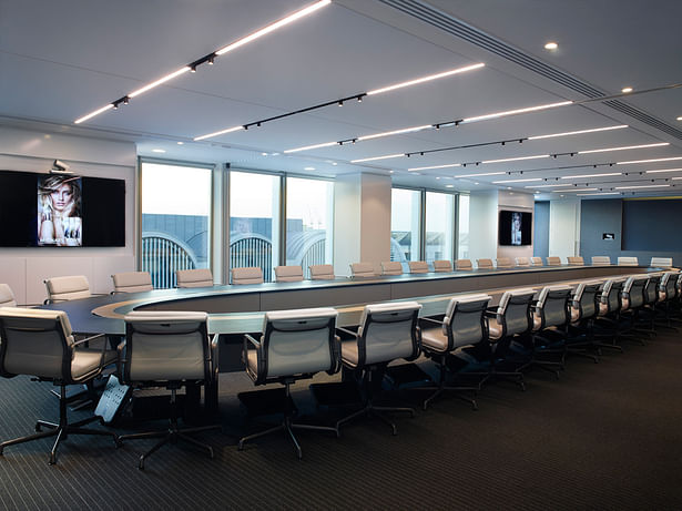 A large boardroom offers a more formal meeting area