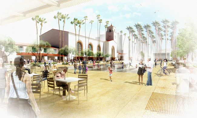 Los Angeles Union Station Master Plan - Forecourt. Rendering © Grimshaw