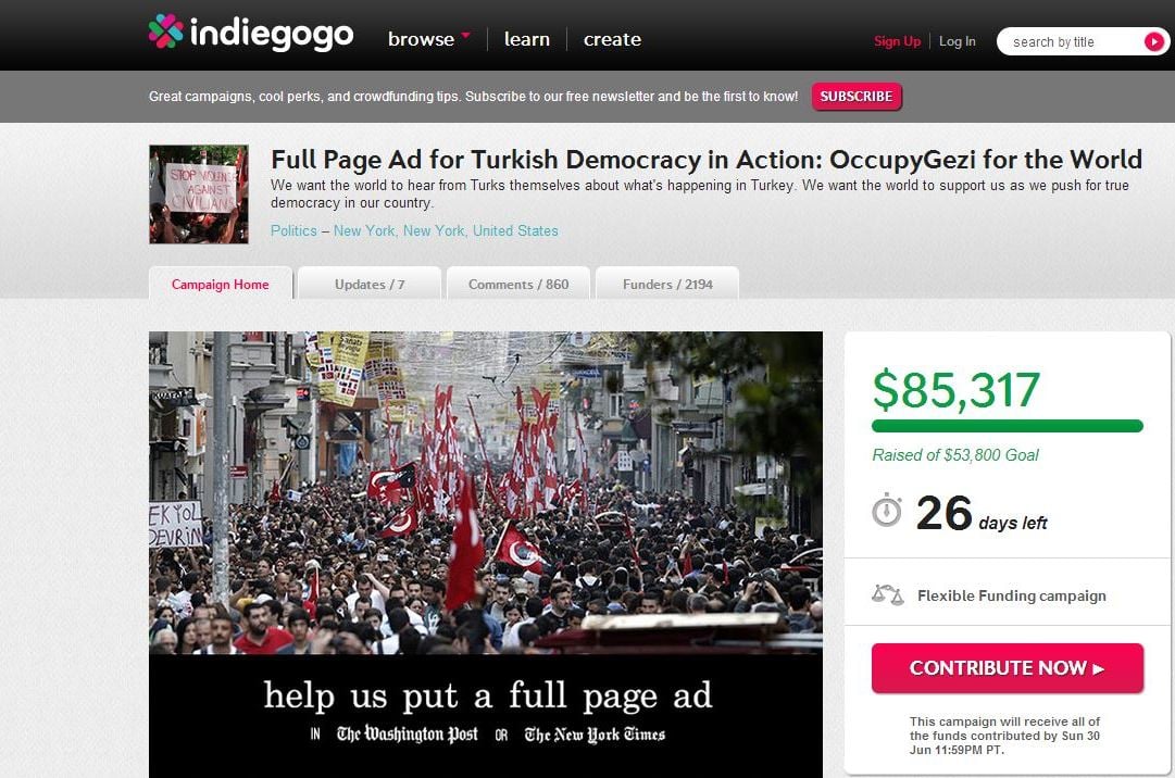 Full-Page Ad Inspired By Turkish Protests Is One Of Indiegogo's Fastest ...