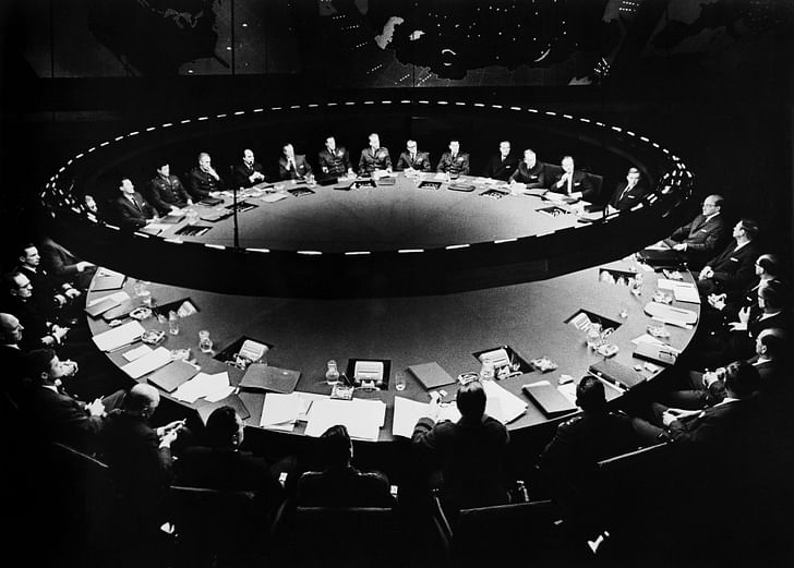  The War Room, designed by Ken Adam, in Stanley Kubrick’s 1964 film 'Dr Strangelove'. Courtesy of Dirty Furniture.