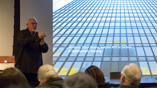 K. Michael Hays speaking in Betts Auditorium. Image: Daniel Claro via Princeton University School of Architecture. 