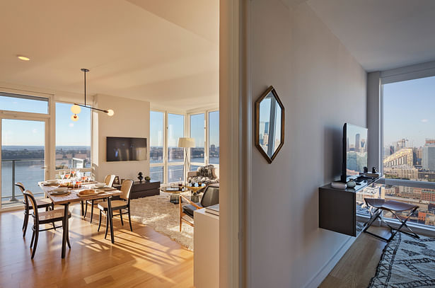 Glimpse of the bedroom and living room