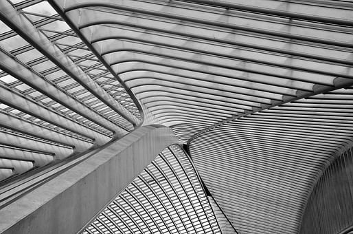Interior — Project: The ceiling of Liège-Guillemins station in Belgium by Santiago Calatrava. Photographer: Suraj Garg