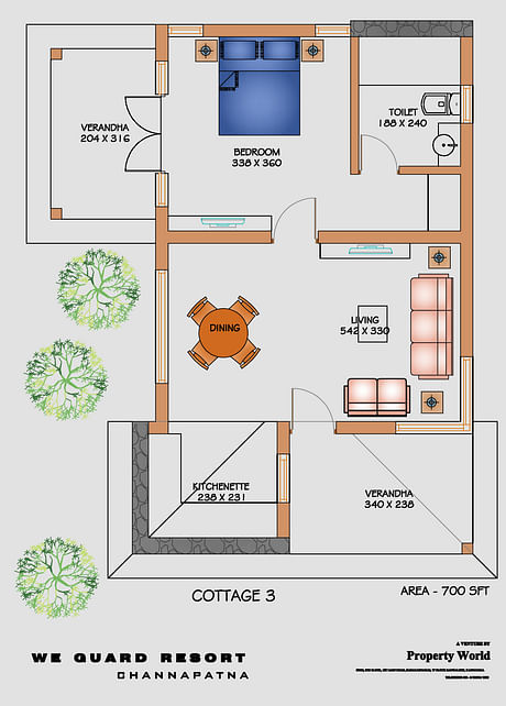 V Guard - 700 Sq Ft Cabin Layout