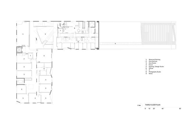 Glassell School of Art, Level 3 floor plan. Image © Steven Holl Architects.
