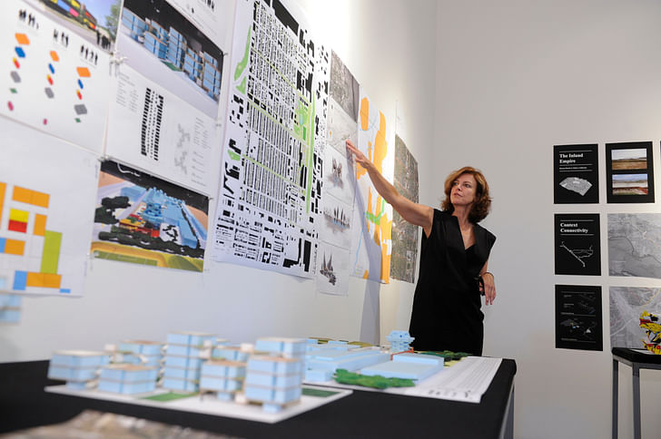 Jeanne Gang of Studio Gang presents at the Foreclosed: Rehousing the American Dream Open Studios at MoMA PS1on June 18, 2011. Photographs by Don Pollard. © 2011 The Museum of Modern Art.