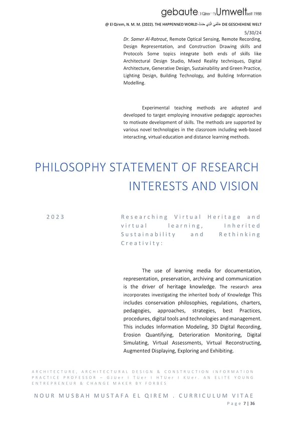 Philosophy statement of research and interests