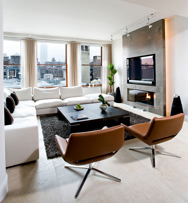 Living room with view of Chelsea, Manhattan 