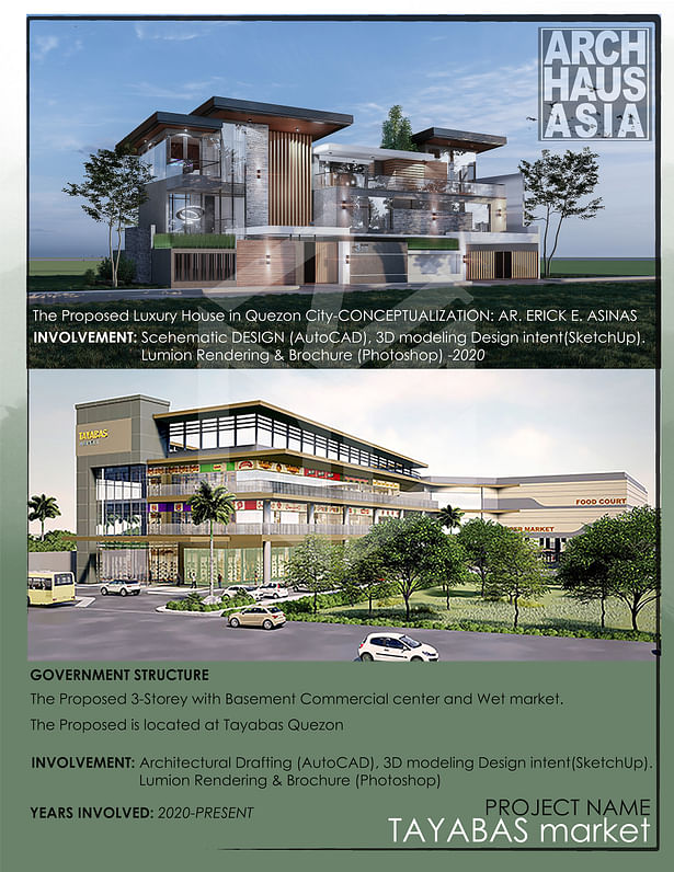 Design Competition of Luxury Residence in Quezon City Architect Erick E. Asinas is leading the Luxury Residence project in Quezon City, which has made significant progress since its start in 2020. Here’s my involvement: 1. Detailed Design (AutoCAD): • Initial concepts translated into detailed architectural plans using AutoCAD. • Addressed technical specifications and ensured compliance with regulations. 2. Enhanced 3D Modeling (SketchUp): • Design brought to life through advanced 3D...