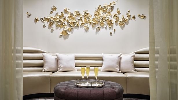 A sculptural wall installation explores pattern, form and materials. Photo courtesy of Four Seasons Hotel Atlanta. 