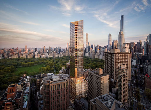 Snøhetta's 50 West 66th Street (SLCE is serving as executive architect of record). Image: Extell