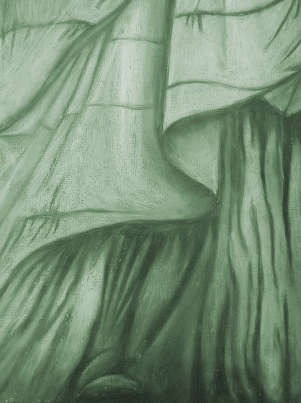 Statue of Liberty Cloth Study Oil Pastel Size: 11in x 14in