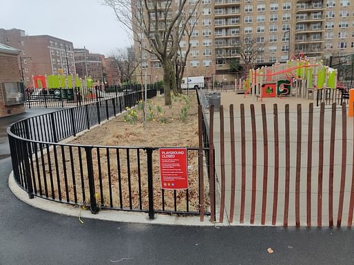 A playground in Queens, New York in 2020 closed during the COVID-19 pandemic. Image courtesy Wikimedia Commons user Rockyman2021.
