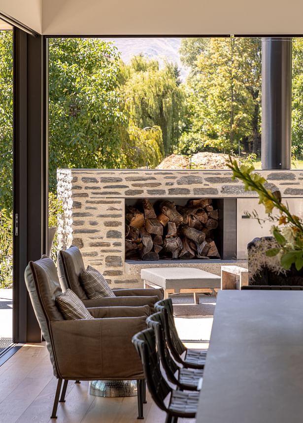 Lake Hayes Home, Queenstown, by Ben Hudson Architects - dining flows on to terrace