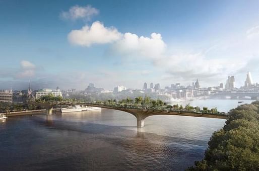 Rendering of the proposed River Thames Garden Bridge. (Image: Heatherwick studio)