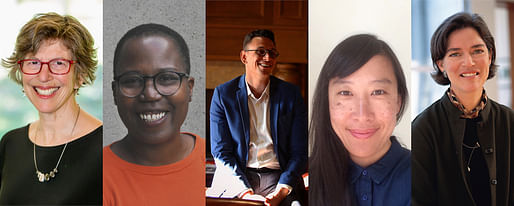 From left: 2021 Steedman jury chair Mary Ann Lazarus, and jury members Shantel Blakely, Billy Fleming, Janette Kim and Marsha Maytum. (Photos: Courtesy of the architects)