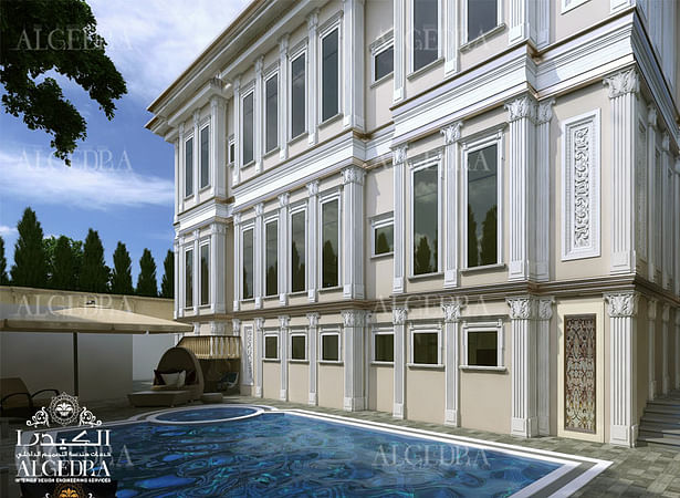 Villa exterior design with the pool