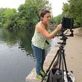 Jade Doskow photographing the 1897 world's fair site in Nashville, Tennessee. © JADE DOSKOW