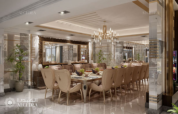 Modern dining room in luxury villa