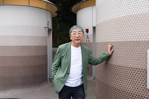 Toyo Ito with his Yoyogi-Hachiman Public Toilet. All images: Courtesy The Nippon Foundation 