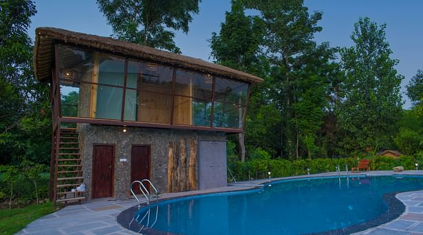 Spa overlooking the pool